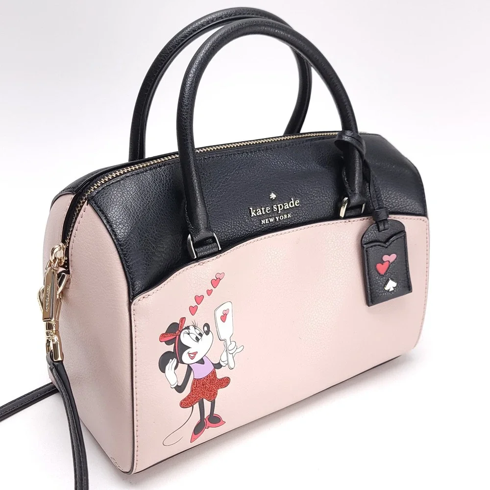 Kate Spade Disney Minnie Mouse Satchel‎ Crossbody Bag Black Pink Leather K4760
